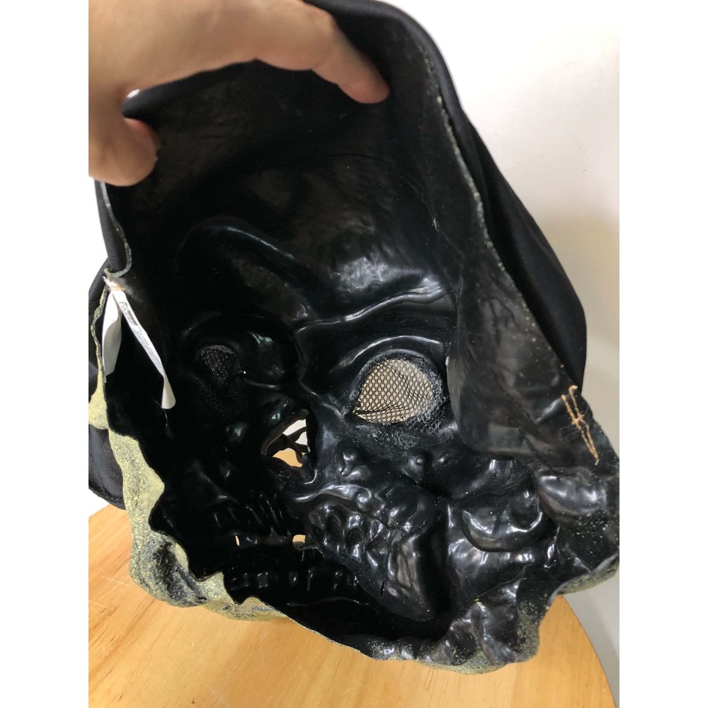 Vintage 90s Paper Magic Group Skull Mask Halloween Adult OS Hooded Grim Reaper - Picture 9 of 14